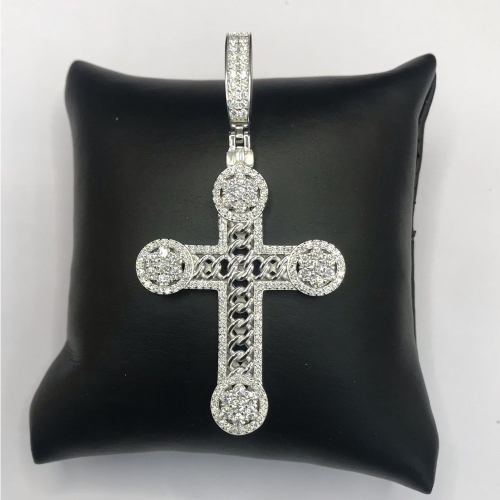925 Sterling Silver 3.20CT MOISSANITE Iced-out Cross Men’s Pendant